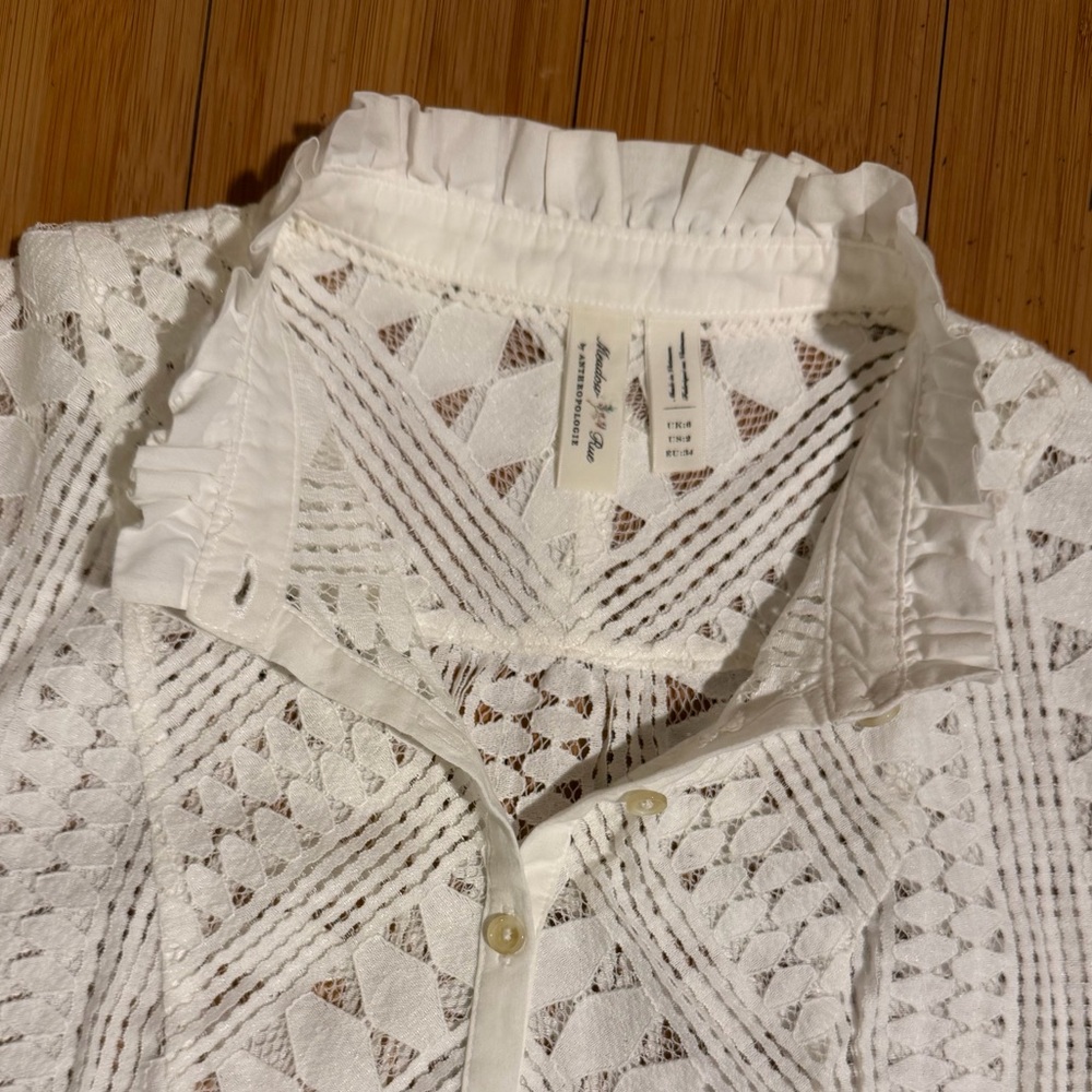Anthropologie Meadow Rue Lace Long Sleeve Top White / Cream Size 2 - Picture 6 of 16
